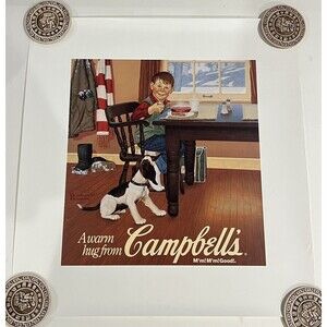 Vintage Campbell's Soup Robert Gunn "A Warm Hug From Campbell's” Print 19x20